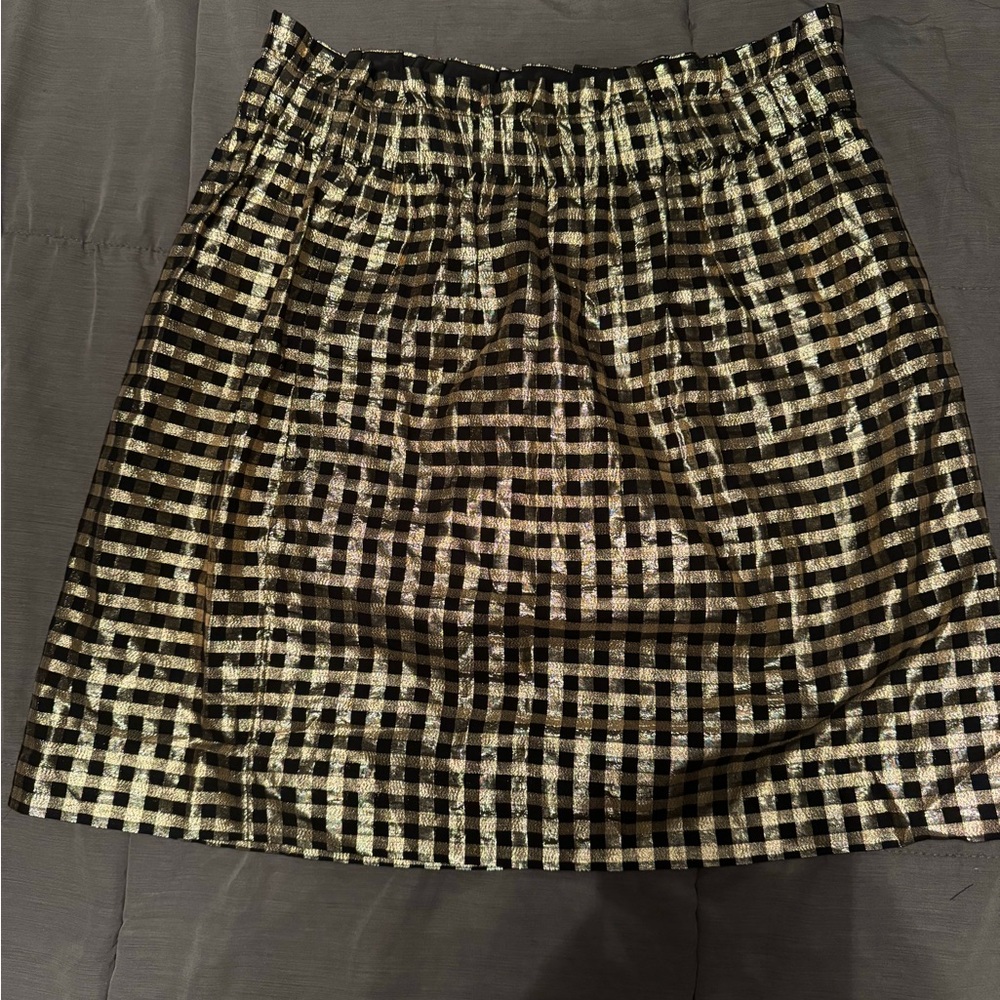 J. Crew metallic gold/black pull on skirt